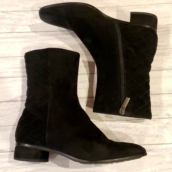 Aquatalia | Lilli Quilted Black Suede Boot | Sz 7 - Picture 5 of 14